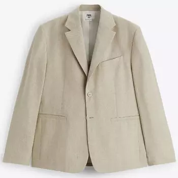 Пиджак Zara Linen Blend Suit, светлый рыжевато-коричневый