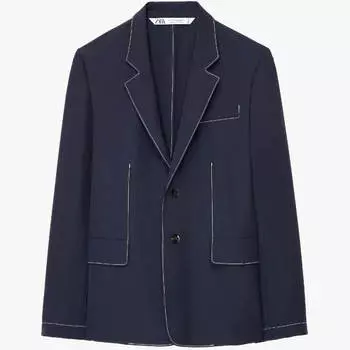 Пиджак Zara Poplin Limited Edition, темно-синий