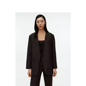 Пиджак женский Arket с V-образным вырезом, темно-коричневый