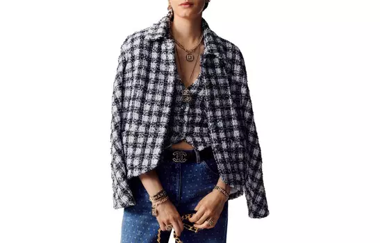 Пиджак женский Chanel в клетку, черный / белый