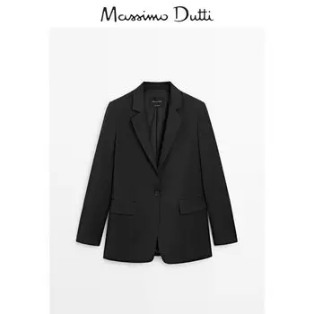 Пиджак женский Massimo Dutti с одной пуговицей, серый