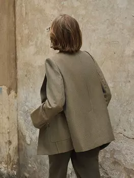 Пиджак женский MSlan 23 клетчатый, темно-зеленый