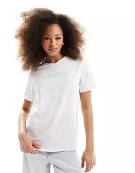 Pieces - Белая футболка со знаком зодиака «Рыбы»