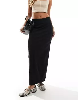 Pieces – Черная эластичная юбка-колонна макси