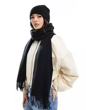 Pieces – Черная шапка в рубчик