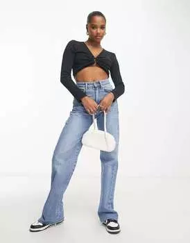 Pieces Эксклюзивный черный топ с кольцом спереди Petite Pieces Petite