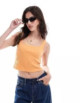 Pieces - Квадратный укороченный топ мандаринового цвета