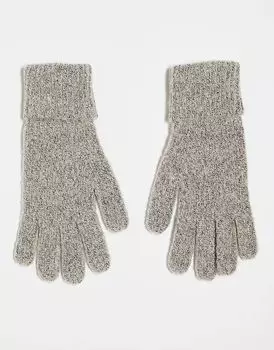 Pieces – Pyron – Пушистые ребристые перчатки серого цвета