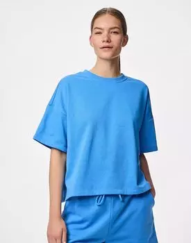 Pieces - Топ с короткими рукавами лазурно-синего цвета