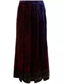 Pierre-Louis Mascia Kanada patterned floral-print velvet skirt, красный