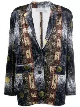 Pierre-Louis Mascia однобортный блейзер с графичным принтом, синий