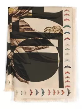 Pierre-Louis Mascia шарф Aloe с цветочным принтом, нейтральный цвет