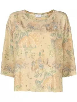 Pierre-Louis Mascia шелковый топ с жаккардовым узором, нейтральный цвет