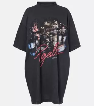 Пигалло оверсайз футболка с принтом Balenciaga, 1041- Faded Washed Black