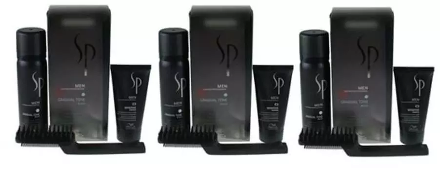 Пигментирующая пенка 60мл + шампунь 30мл + кисть х3 Wella, SP Men Gradual Tone Black
