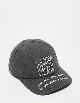 Пигментная кепка Obey с логотипом, 6 панелей, черного цвета