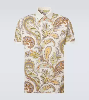 Пике-поло из хлопка с узором пейсли Etro, Print On White Base
