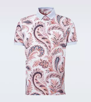 Пике-поло из хлопка с узором пейсли Etro, Print On Pale Blue Base
