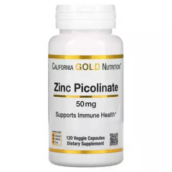 Пиколинат цинка California Gold Nutrition, 50 мг, 120 растительных капсул