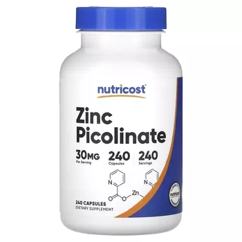 Пиколинат цинка Nutricost 30 мг, 240 капсул