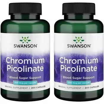 Пиколинат хрома, натуральная добавка, способствующая обмену веществ и контролю веса, 200 капсул, 200 мкг, Swanson