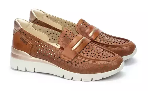 PIKOLINOS тапочки "CANTABRIA", слипоны, летняя обувь, удобная обувь с цветочным узором, цвет Cognac