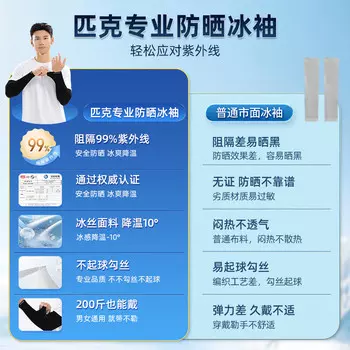 Пиковые ледяные рукава Защитные рукава для мужчин и женщин Рукава из ледяного шелка Анти-УФ Ледяные прохладные рукава-колонны Рукава для рук Велосипедная рука Защита от солнца Peak