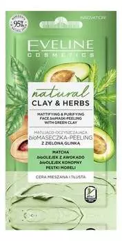 Пилинг с зеленой глиной 8мл Eveline Cosmetics Natural Clay & Herbs Bio Mask -