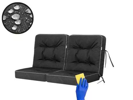 PillowPrim Подушка для садовой скамейки Подушка для садовых качелей Модульная подушка Подушка для стула Черная Ширина 120 см Stanislaw Jurga, черный
