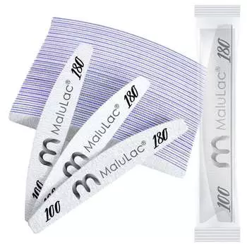 Пилочка для ногтей «лодочка» Crescent Zebra Safe Package, градация 100/180, 50 шт. Malulac