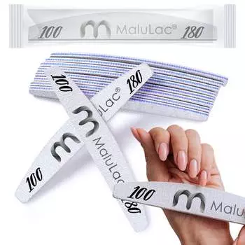 Пилочка для ногтей «лодочка» Crescent Zebra Safe Package, градация 100/180, 10 шт. Malulac