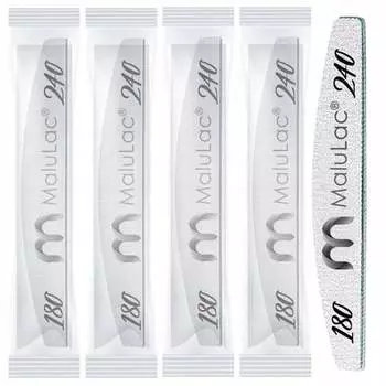 Пилочка для ногтей «лодочка»/полумесяц Zebra Safe Package, градация 180/240, 5 шт. Malulac