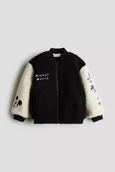 Пилотная куртка из флиса тедди H&M, черный