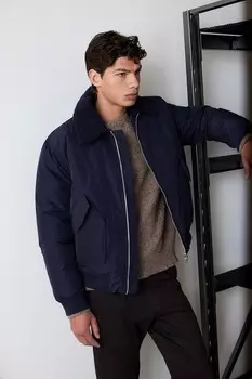 Пилотная куртка с воротником стандартной посадки H&M, синий