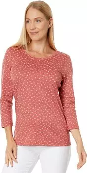 Pima Хлопок в форме украшения с воротником-стойкой, рукав 3/4, принт L.L.Bean, цвет Sienna Brick Ditsy Floral