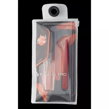 Пинцет для бровей Staleks Expert 11/4 красный скошенный - профессиональное качество Christina