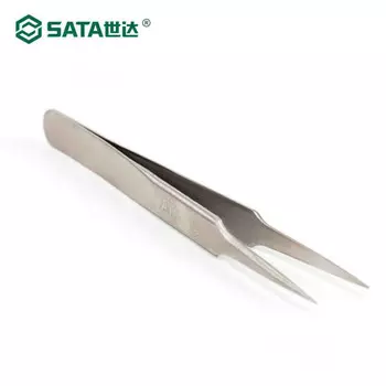 Пинцет с микронаконечником SATA 115 мм 03105, маленькие плоскогубцы с зажимом, маленький пинцет