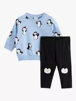 Пингвин джемпер и леггинсы комплект Lindex, светло-синий
