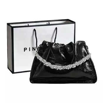 PINK·LAND Сумка через плечо из искусственной кожи, сумка через плечо, обычная женская, черная/цян/серебристая/гаванская