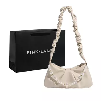 PINK·LAND Сумка через плечо из искусственной кожи, маленькая портативная сумка через плечо, обычная женская, цвета экрю/черный