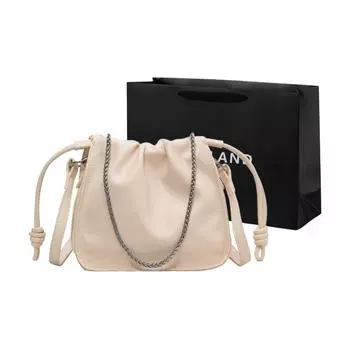 PINK·LAND Сумка-ведро из искусственной кожи, сумка через плечо, обычная женская, черная/белая/коричневая/кофейная