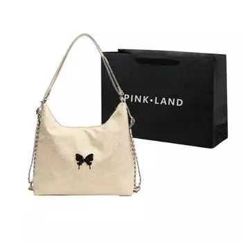 Pink·Land Женская сумка через плечо, Кремовый + сумка для подарков