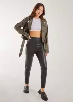 Pink Vanilla Черные леггинсы из искусственной кожи