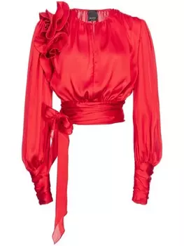PINKO атласная блузка с оборками, красный