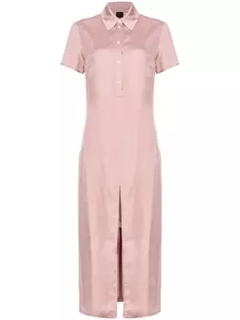 PINKO атласное платье миди с воротником поло, розовый