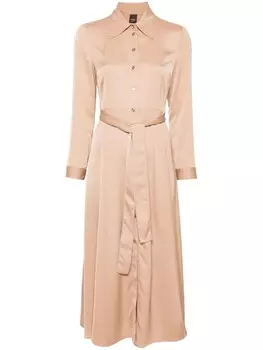 PINKO атласное платье-рубашка, коричневый