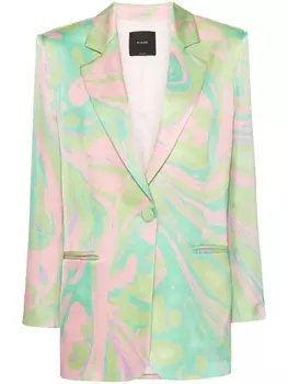 PINKO атласный пиджак с абстрактным принтом, зеленый