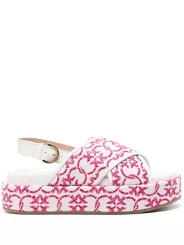 PINKO босоножки Flores с вышивкой Love Birds, розовый