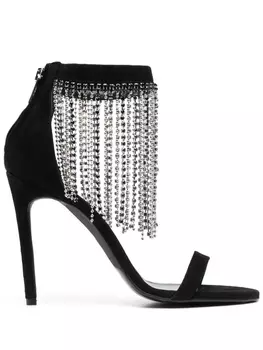 PINKO босоножки с бахромой из страз, черный