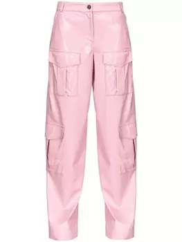 PINKO брюки карго из искусственной кожи, розовый